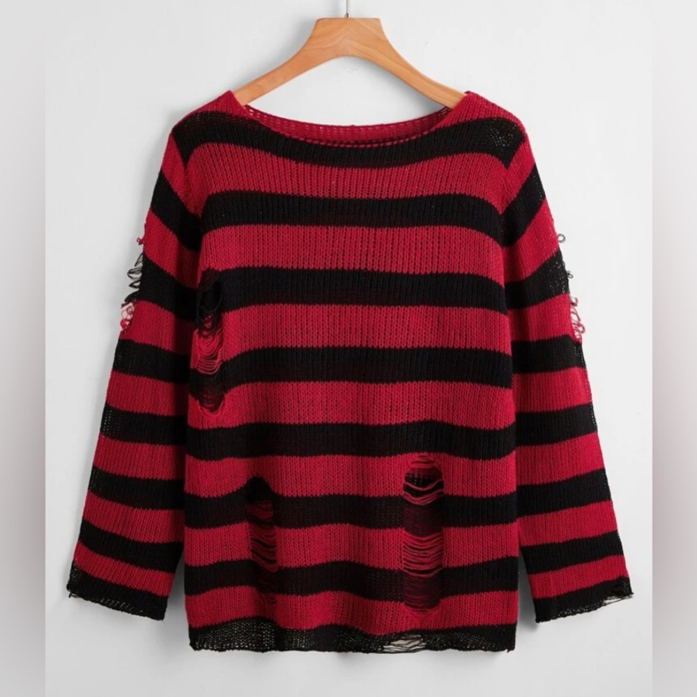COPY - Striped Ripped Sweater | Shein